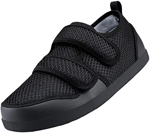 Eagsouni 介護シューズ マジックテープ 介護用 スニーカー 高齢者靴 リハビリシューズ 甲高 幅広 メンズ レデ拍卖