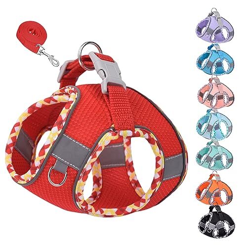 KUVEELA PET 小型犬 猫 中型犬 ハーネス リードセット 牽引ロープ 胸当て 胴輪 ドッグウエア 反射光ストリ拍卖