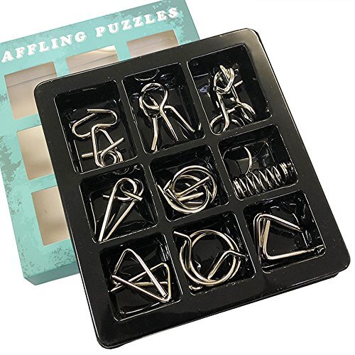 origin 知恵の輪9点セット 選べる難易度 メタル製 大人も子供も幅広く楽しめる 知育玩具 暇つぶし パズルリングセ拍卖