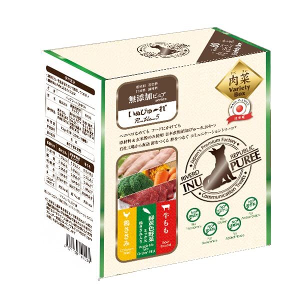 玄米粉使用日本産 犬用おやつ いぬぴゅーれ 無添加ピュア PureValue5 バラエティボックス 肉菜 (鶏ささみ 野拍卖