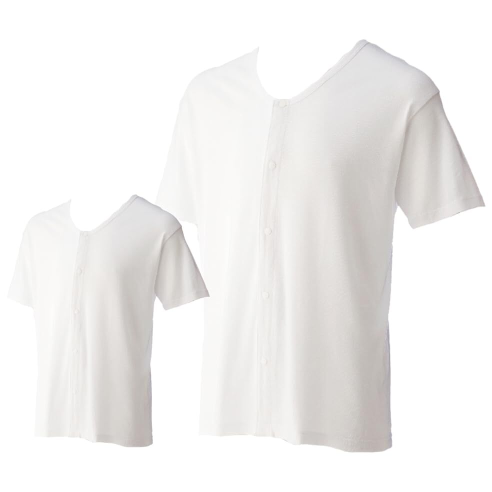 RYO... 2枚組介護肌着 前開き 男性 半袖 プラスチックホック ホック留め ホックシャツ 大きいサイズ 抗菌防臭拍卖