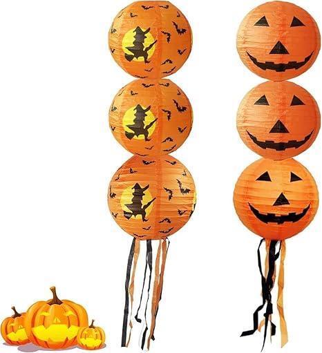 ★ハロウィン オレンジランタン 6個セット紙提灯 装飾 30cm拍卖