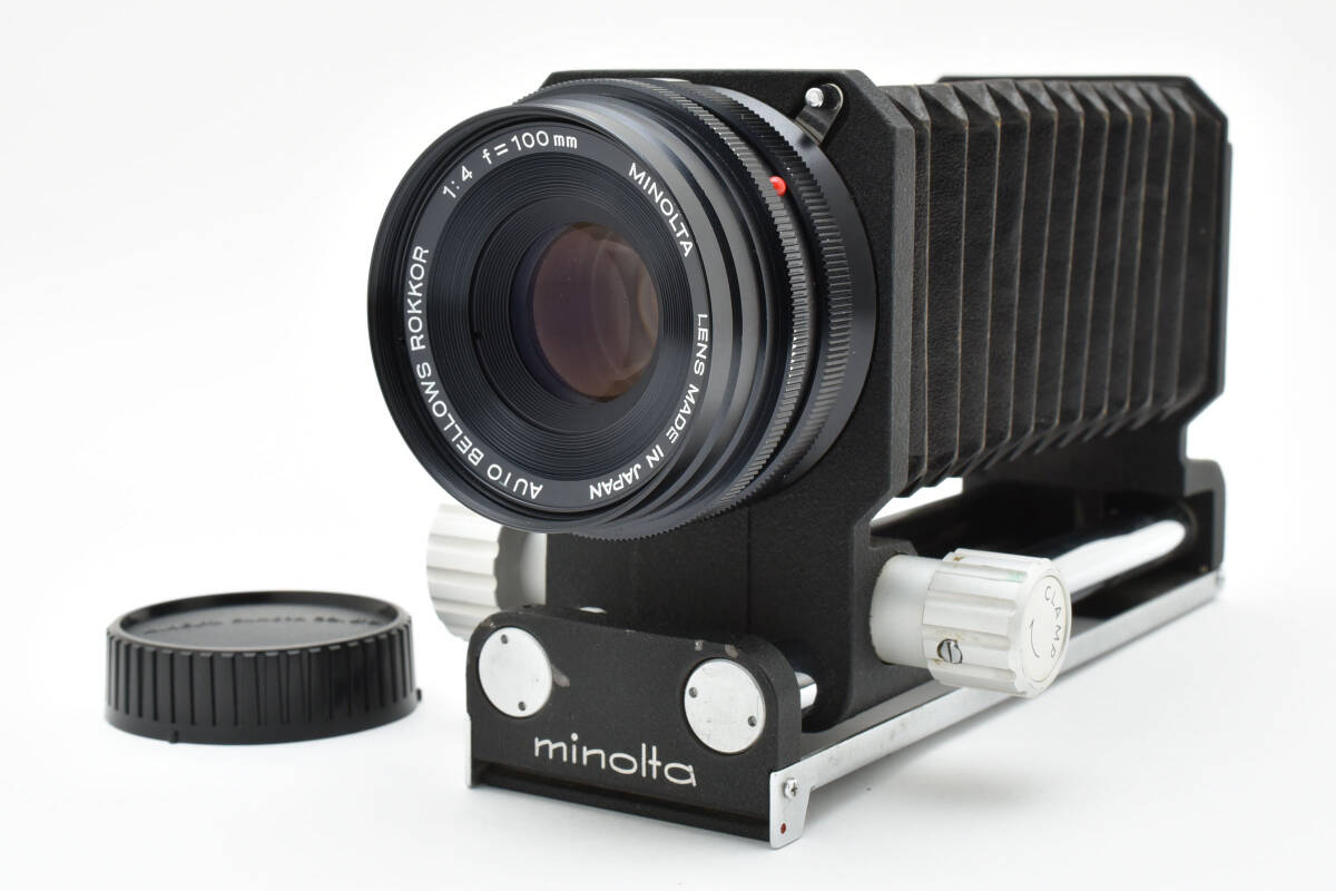 ミノルタ MINOLTA AUTO BELLOWS ROKKOR 100mm F4 蛇腹ユニット付 レンズ ベローズ B3D4_F3A3拍卖