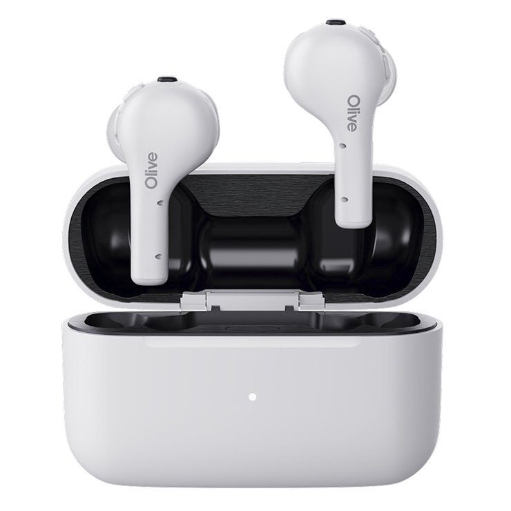 集音器 Olive Air オリーブエアー ホワイト リモコンなし 両耳 補聴器検討中の方へ 高齢者 充電式 日本製 ワイヤレスイヤホン【正規販売拍卖