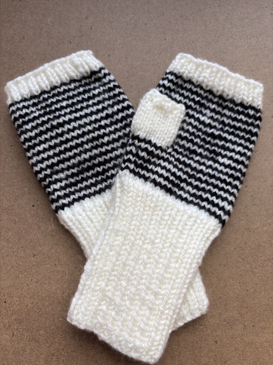 女性用毛糸ハンドメイド手編み指無し手袋拍卖