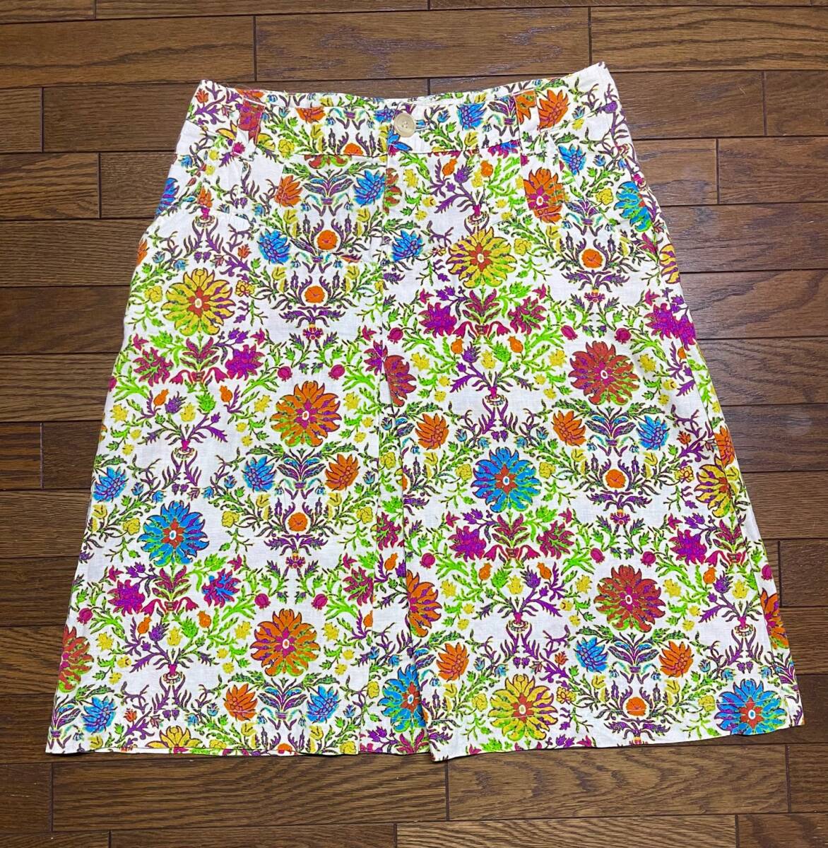 ☆ ETRO エトロ 花柄 リネン スカート イタリア製 40サイズ ウエスト70㎝ 丈58 ㎝拍卖