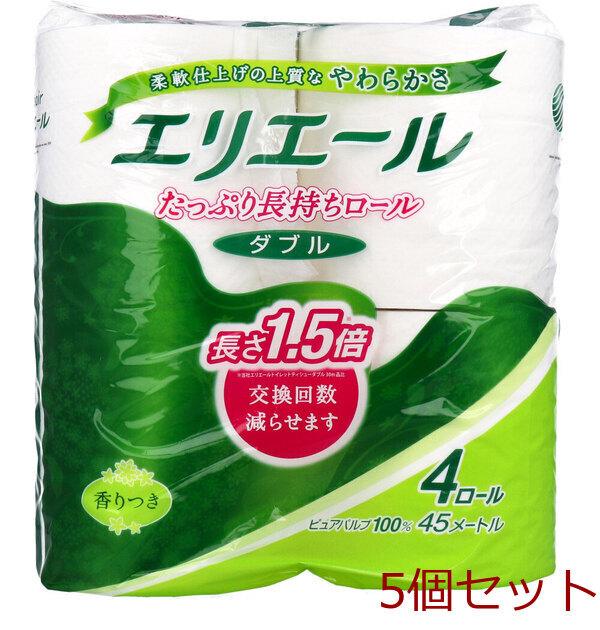 トイレットペーパー エリエール トイレットティシュー コンパクト ダブル 45m×4ロール入 5セット拍卖