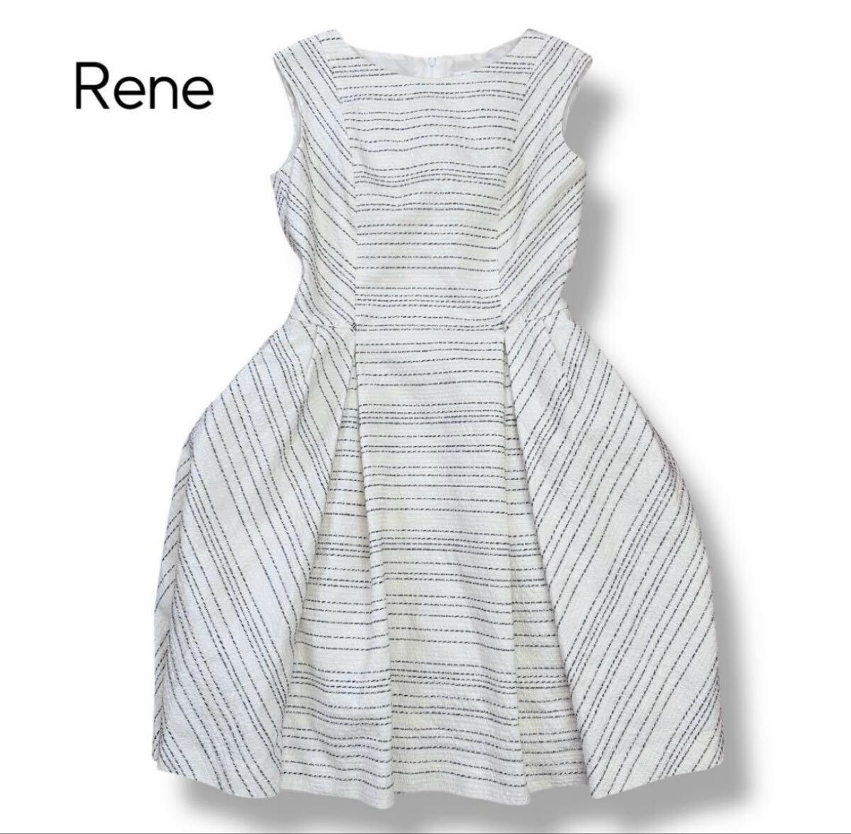 【Rene】高級LINTON社製TISSUE  ツイードワンピース 38拍卖