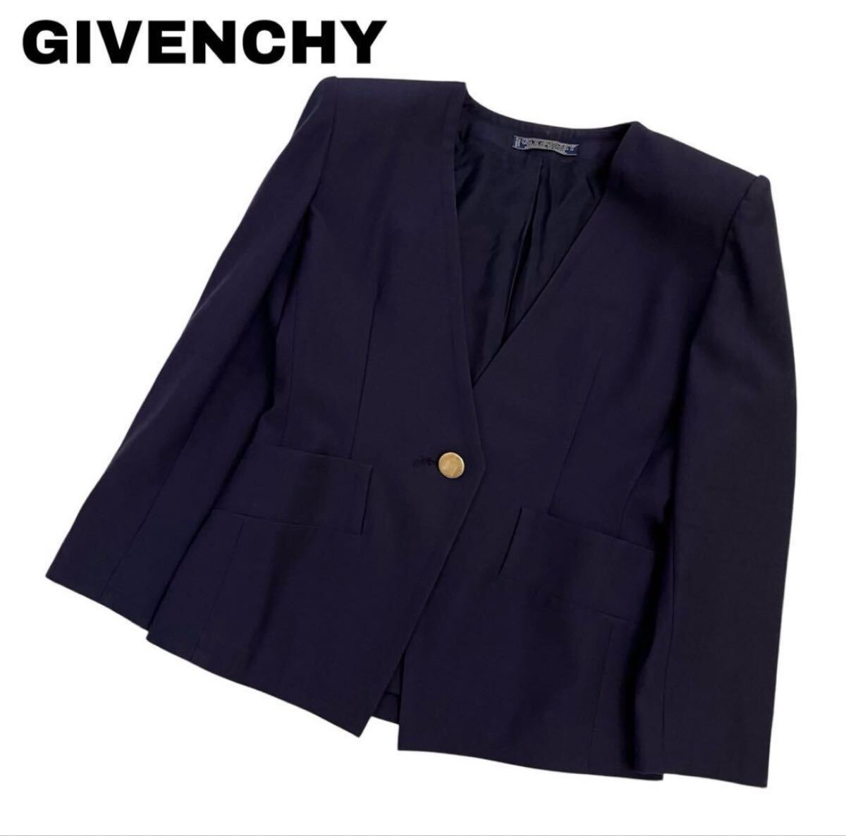 【GIVENCHY】希少 ヴィンテージ 金ボタン ノーカラージャケット拍卖