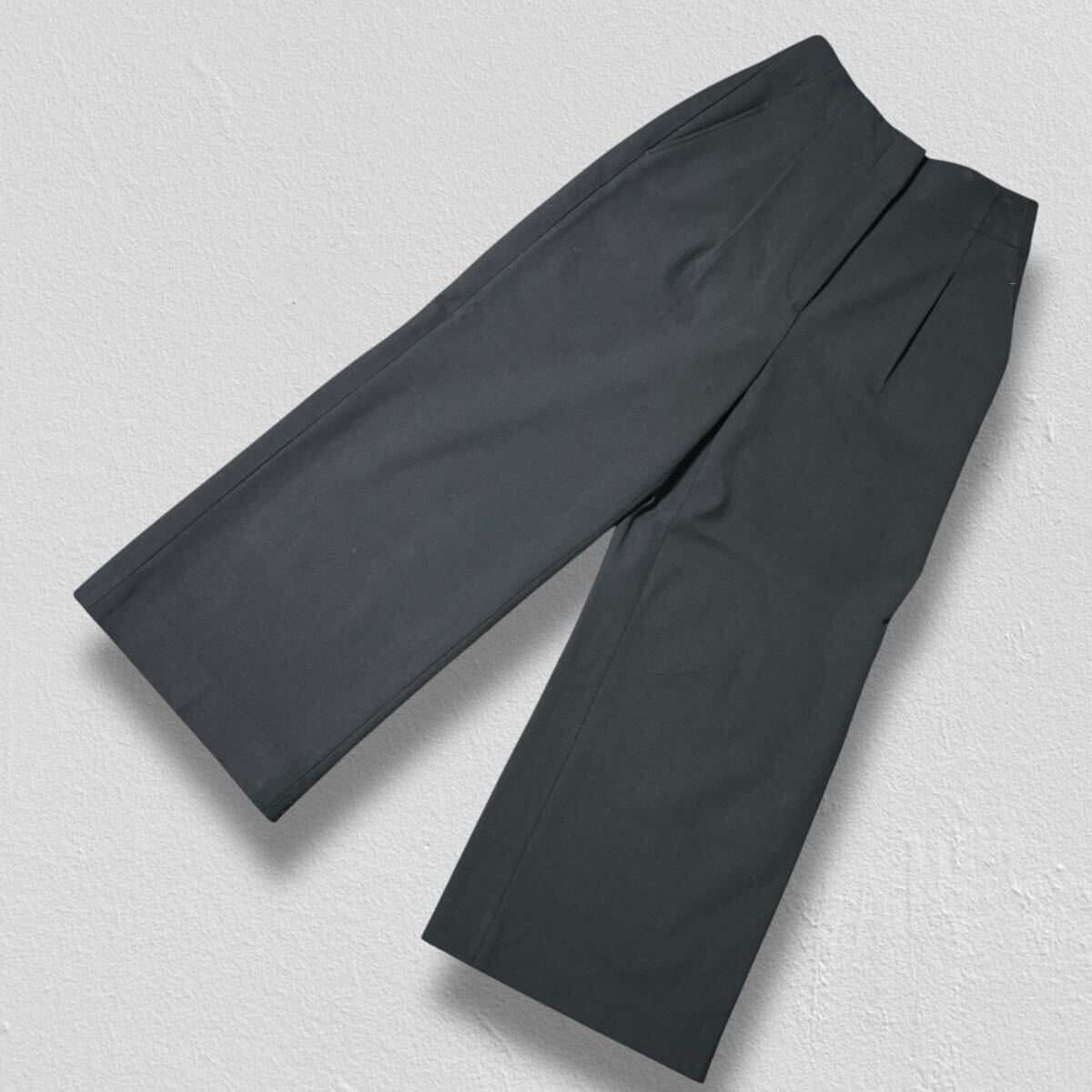 PLST ハイウエストセミワイドパンツ ブラック XXS ●洗濯プレス済● プラステ パンツ 黒 シンプル きれいめ オフィス 古着/621拍卖