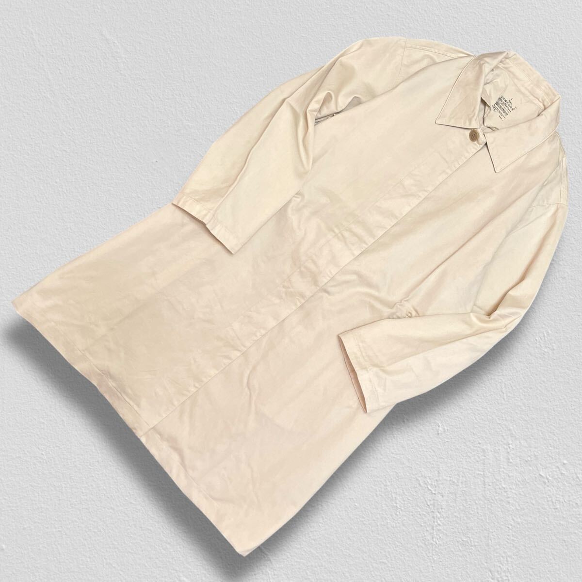 無印良品 長袖ステンカラーロングスプリングコート アイボリー L ●洗濯プレス済● MUJI 春秋冬 コート アウター 古着/649拍卖
