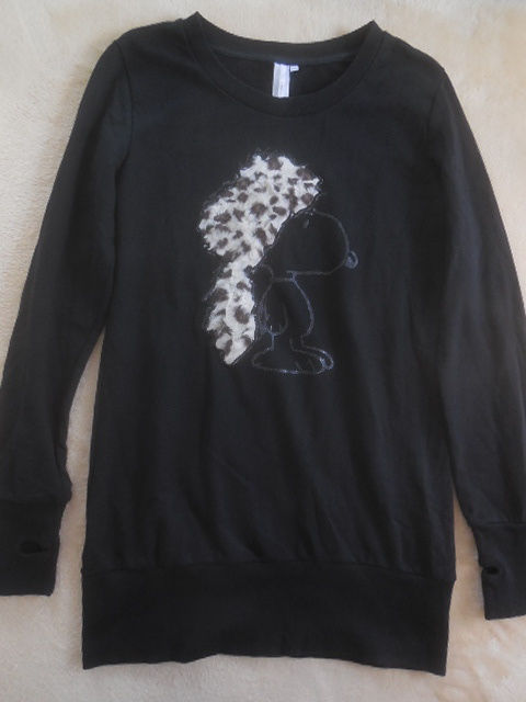 ★黒★スヌーピー★長袖ロング丈カットソー★サイズM★拍卖