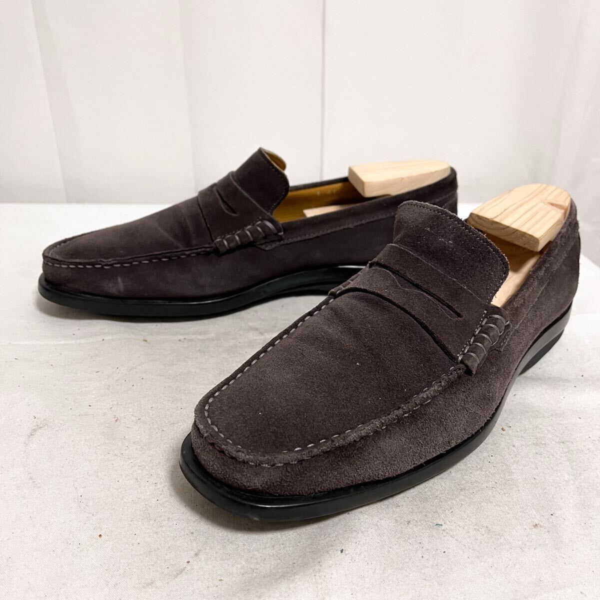 和832★ D.LEPORI ダニエルレポリ イタリア製 コインローファー スリッポン シューズ 41 ダークブラウン メンズ拍卖
