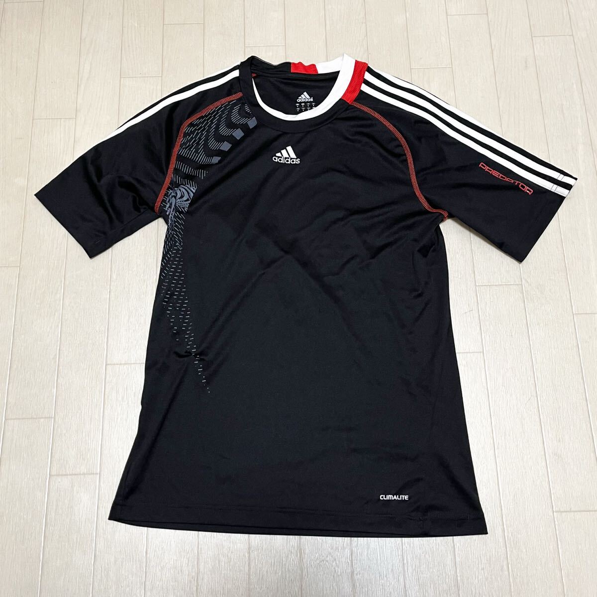 和845★ adidas CLIMALITE アディダス 半袖 スポーツ Tシャツ M ブラック メンズ拍卖