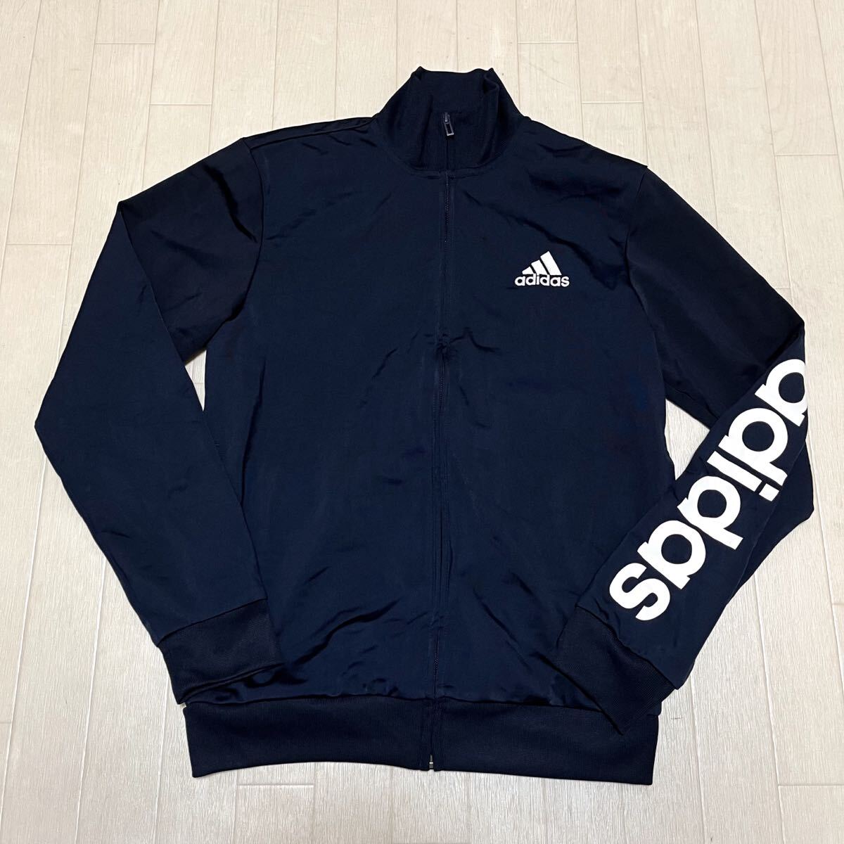 和845★② adidas PRIMEGREEN アディダス ジャージ ジップアップブルゾン ロゴ刺繍 ロゴプリント スポーツウェア M ネイビー メンズ拍卖