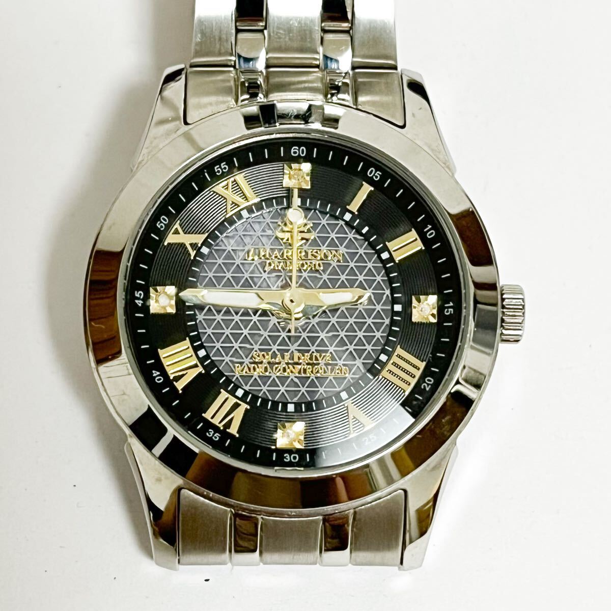 和847★ J.HARRISON JH-082Q ジョンハリソン SOLAR DRIVE 腕時計 ウォッチ ソーラー 3針 ブラック メタルバンド メンズ拍卖