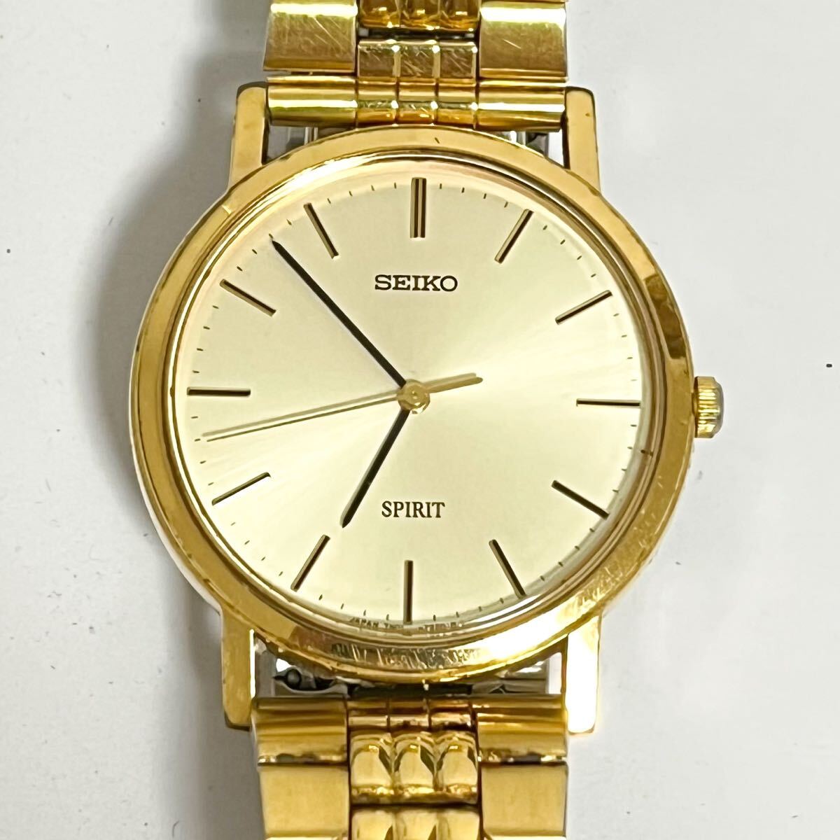 和847★ SEIKO SPIRIT 7N01-7060 690996 セイコー スピリット クォーツ 腕時計 ウォッチ 3針 ゴールド メタルバンド メンズ拍卖