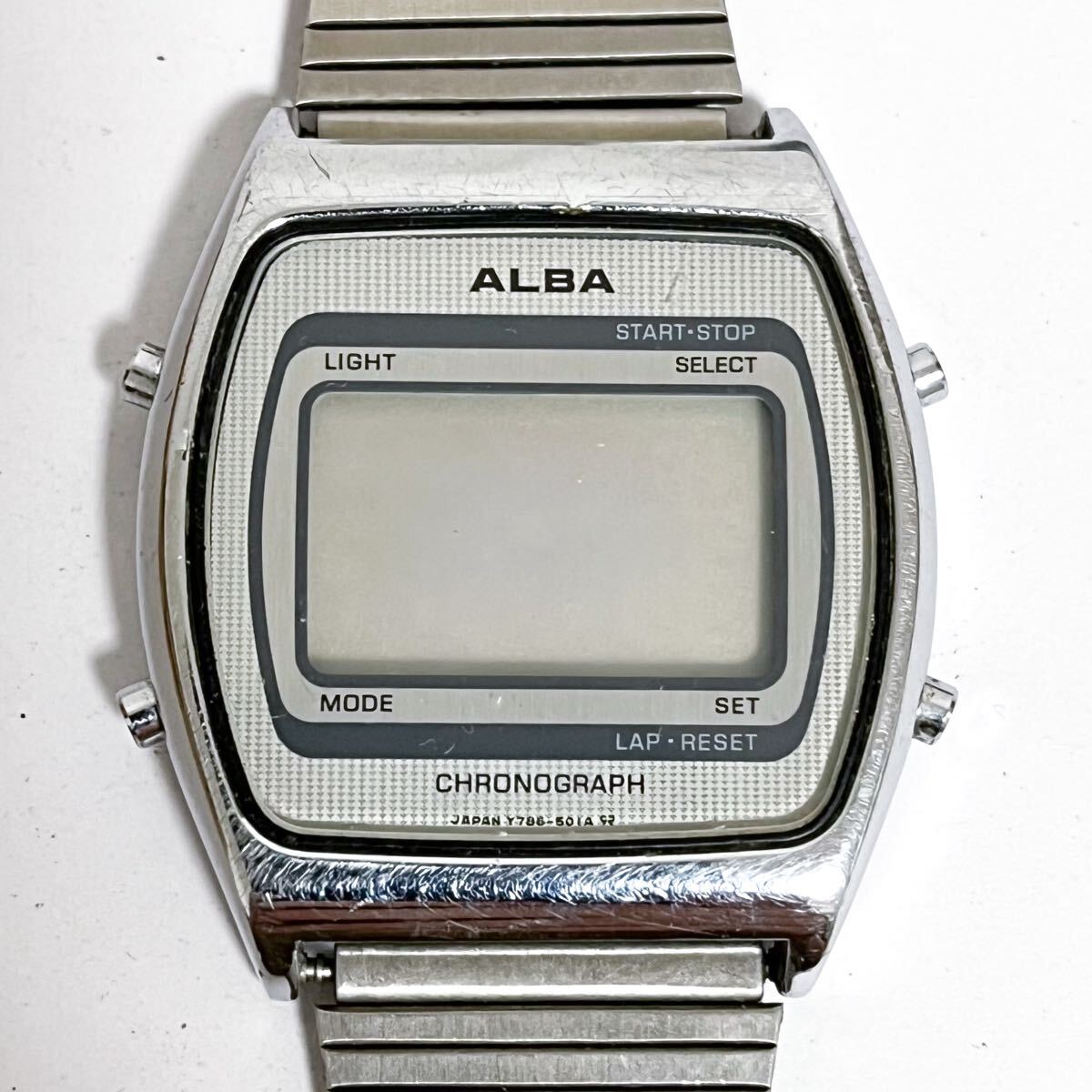 和847A★ SEIKO ALBA Y786-5010 セイコー アルバ デジタル 腕時計 ウォッチ シルバー メタルバンド メンズ拍卖