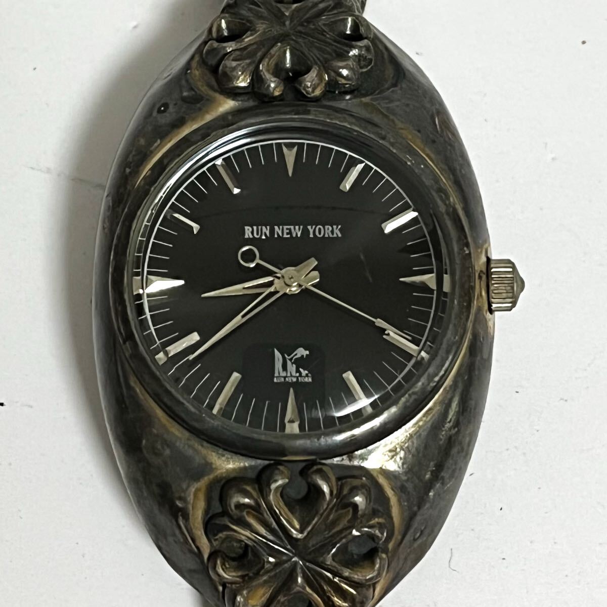 和847B★ R.N.Y. RUN NEWYORK RES-523 ランニューヨーク クォーツ 腕時計 ウォッチ 3針 ブラック チェーンブレス メンズ拍卖