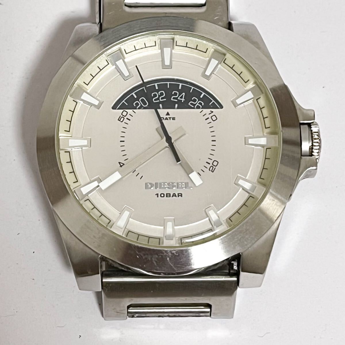 和847B★ DIESEL DZ-1662 861406 ディーゼル クォーツ 腕時計 ウォッチ 3針 ビッグフェイス シルバー メンズ メタルバンド拍卖