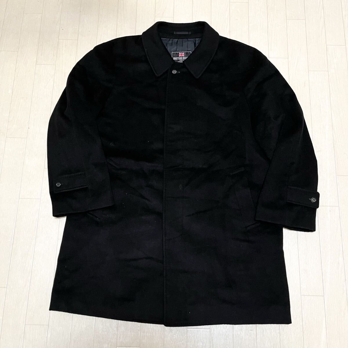 和848★ BRITISH HOUSE TRENZA Limited カシミヤコート ステンカラーコート LL ブラック メンズ 大きいサイズ 比翼拍卖
