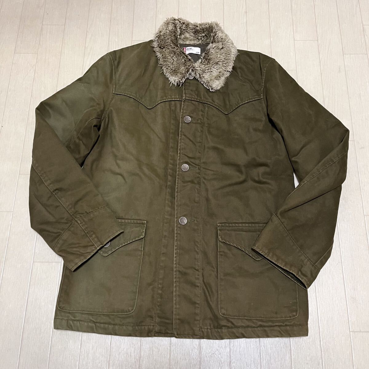 和848★ Levi's RED TAB リーバイス レッドタブ ステンカラー ミリタリージャケット L オリーブ カーキ メンズ拍卖