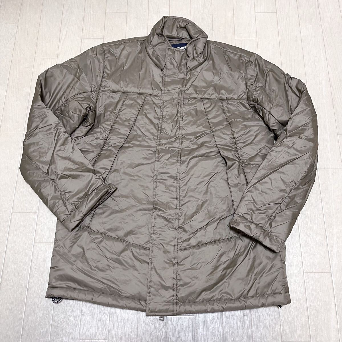 和848★ LANDS'END ランズエンド ジップアップブルゾン PRIMALOFT 比翼 M ダークベージュ メンズ拍卖