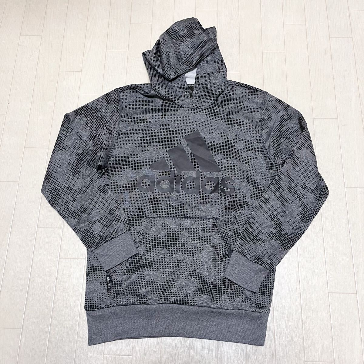 和849★ adidas アディダス パーカー フーディ 迷彩 カモ M グレー メンズ カジュアル拍卖