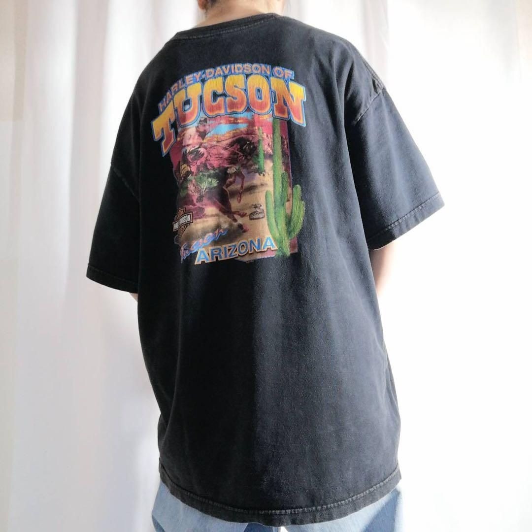 ハーレーダビッドソン Harley-Davidson 半袖 プリントTシャツ サンフェード ブラック 黒 メンズ 2XL 古着 ヴィンテージ / S1801拍卖