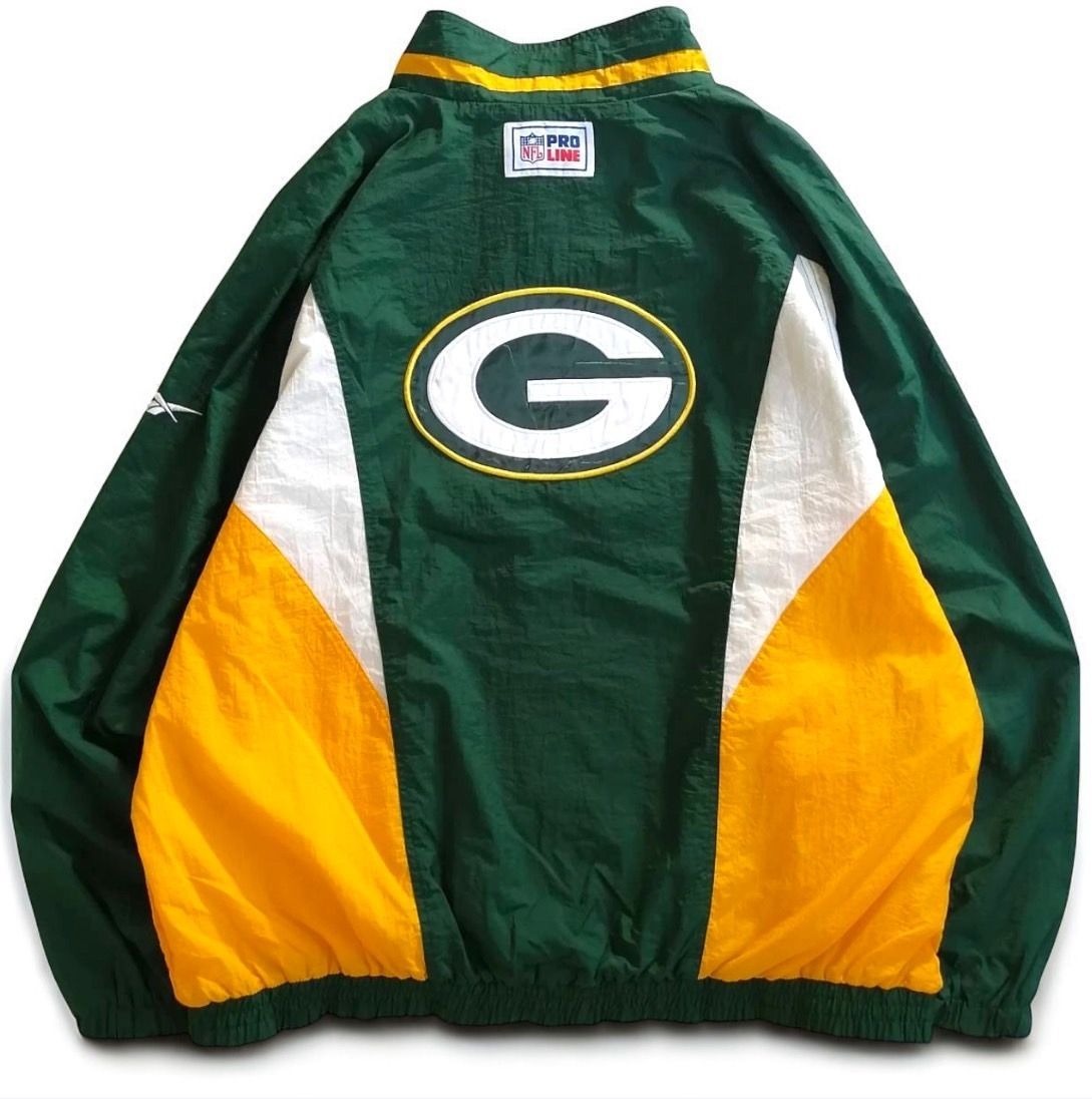 Reebok × NFL PRO LINE グリーンベイパッカーズ 刺繍 ナイロンジャケット アメフト メンズ 2XL ビッグサイズ 古着 / A3122拍卖