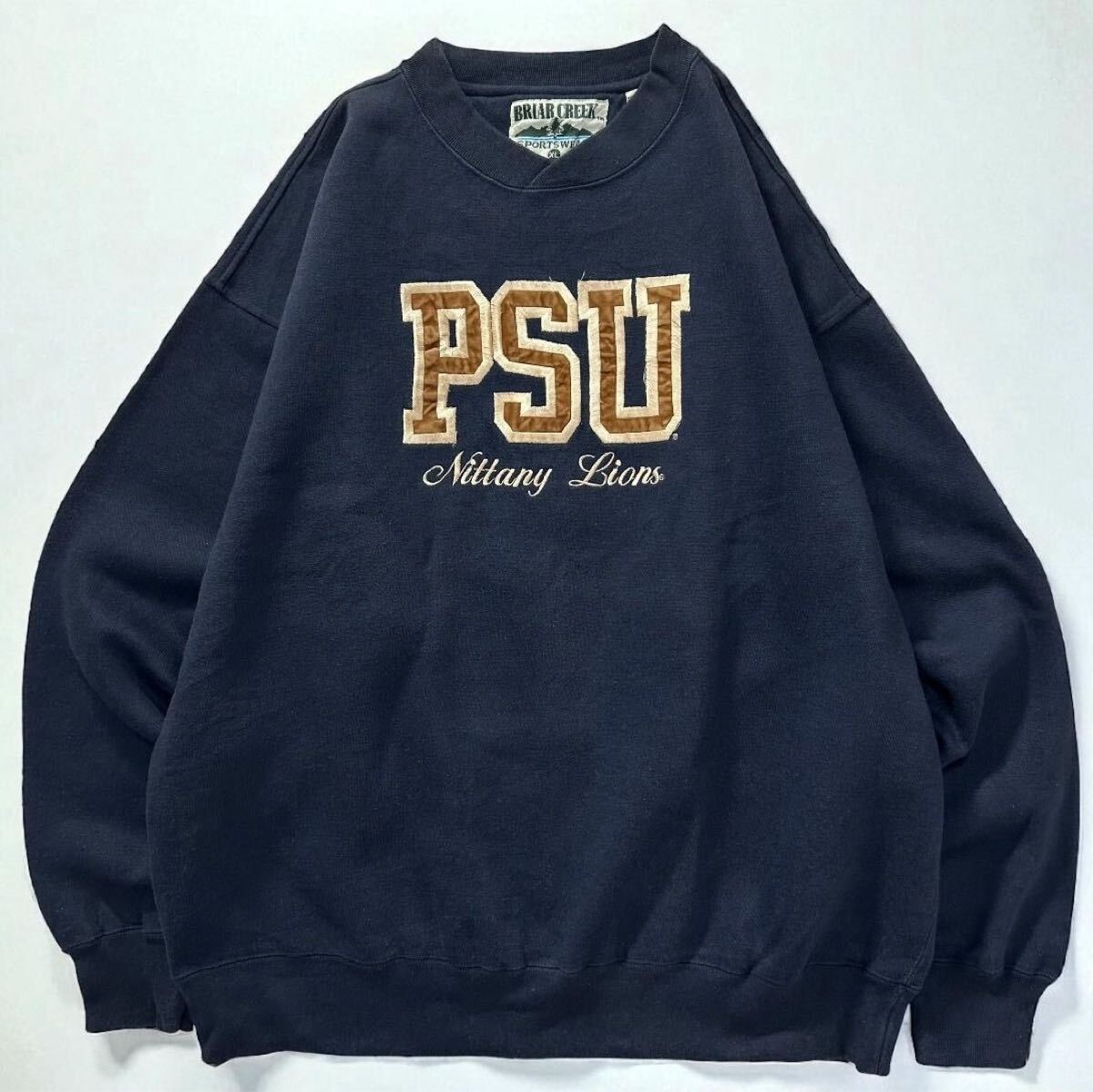 90年代~ BRIAR CREEK カレッジ刺繍スウェット トレーナー PSU ペンシルベニア州立大学 ネイビー メンズ XL 古着 ヴィンテージ / A2511拍卖