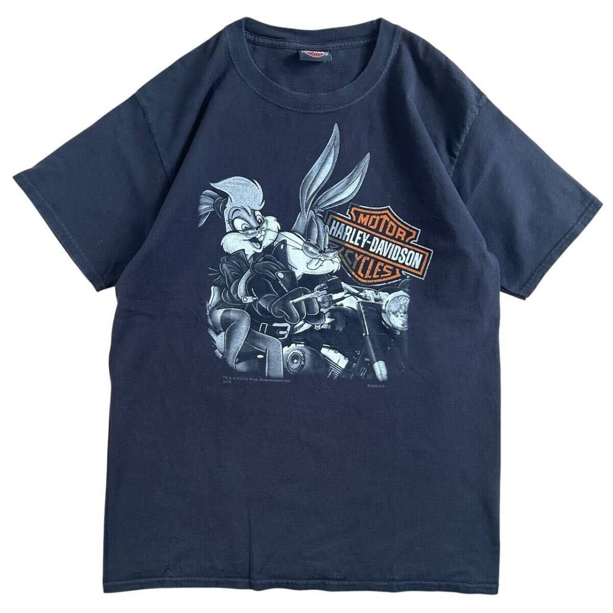 Harley-Davidson Hanes BEEFY-T ハーレーダビッドソン ルーニー・テューンズ Tシャツ ブラック メンズ M 古着 ヴィンテージ / S1804拍卖