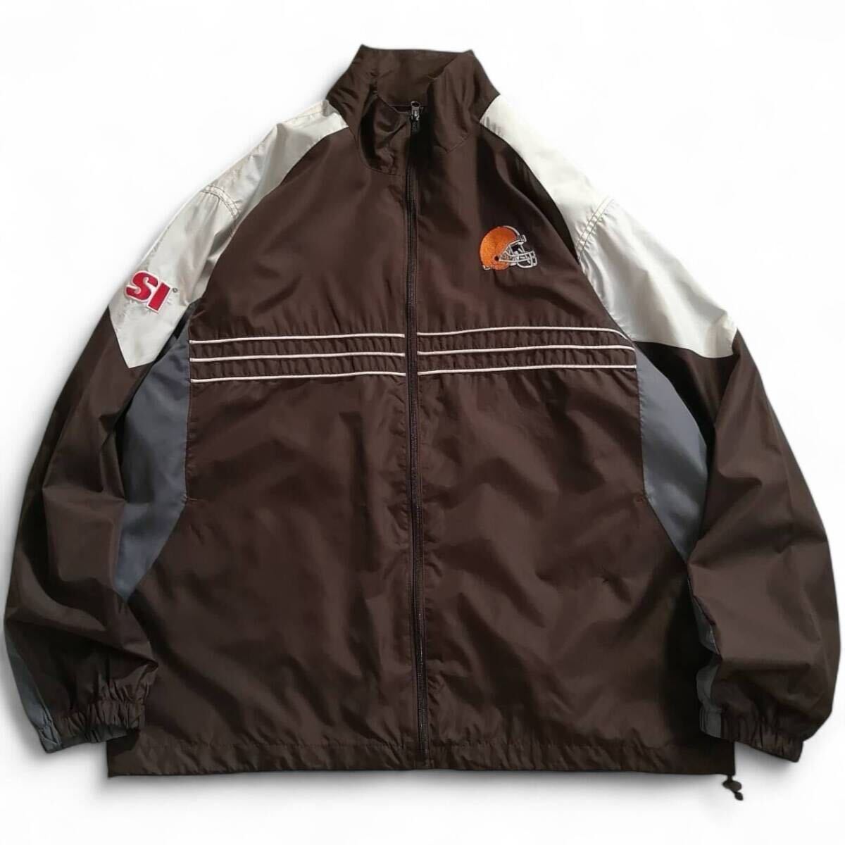 NFL クリーブランド・ブラウンズ 刺繍 ウィンドブレーカー CREAVELAND BROWNS アメフト プロチーム メンズ XL 古着 ヴィンテージ / A3120拍卖