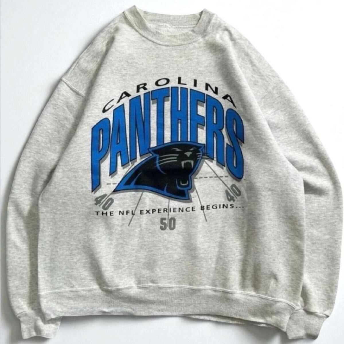 NFL カロライナ・パンサーズ プリント スウェット CAROLINA PANTHERS トレーナー アメフト グレー メンズ M ヴィンテージ 古着 / A2708拍卖