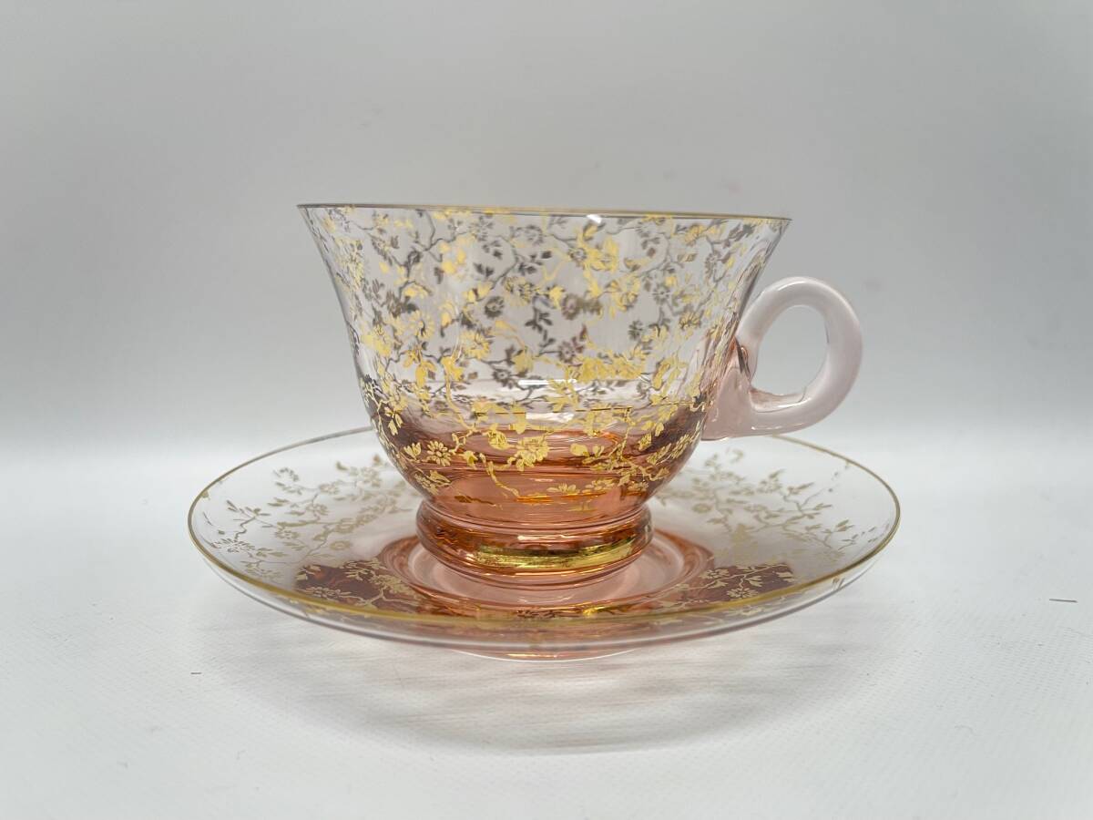 Venetian glass ベネチアングラス ヴェネツィアングラス カップ&ソーサー イタリア 工芸品 青 ブルー 拍卖