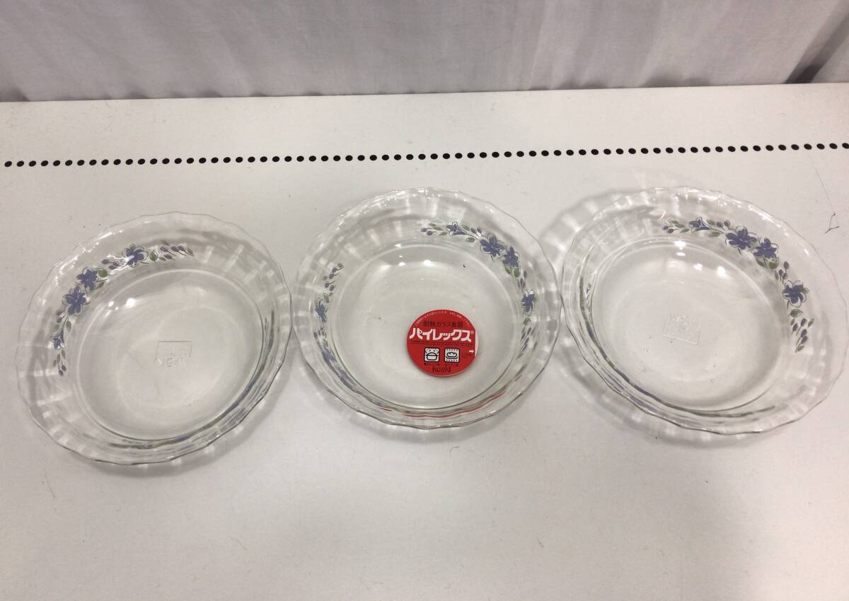 iwaki 耐熱ガラス 食器 電子レンジ用 オーブン用 花柄 3枚セット イワキ J拍卖