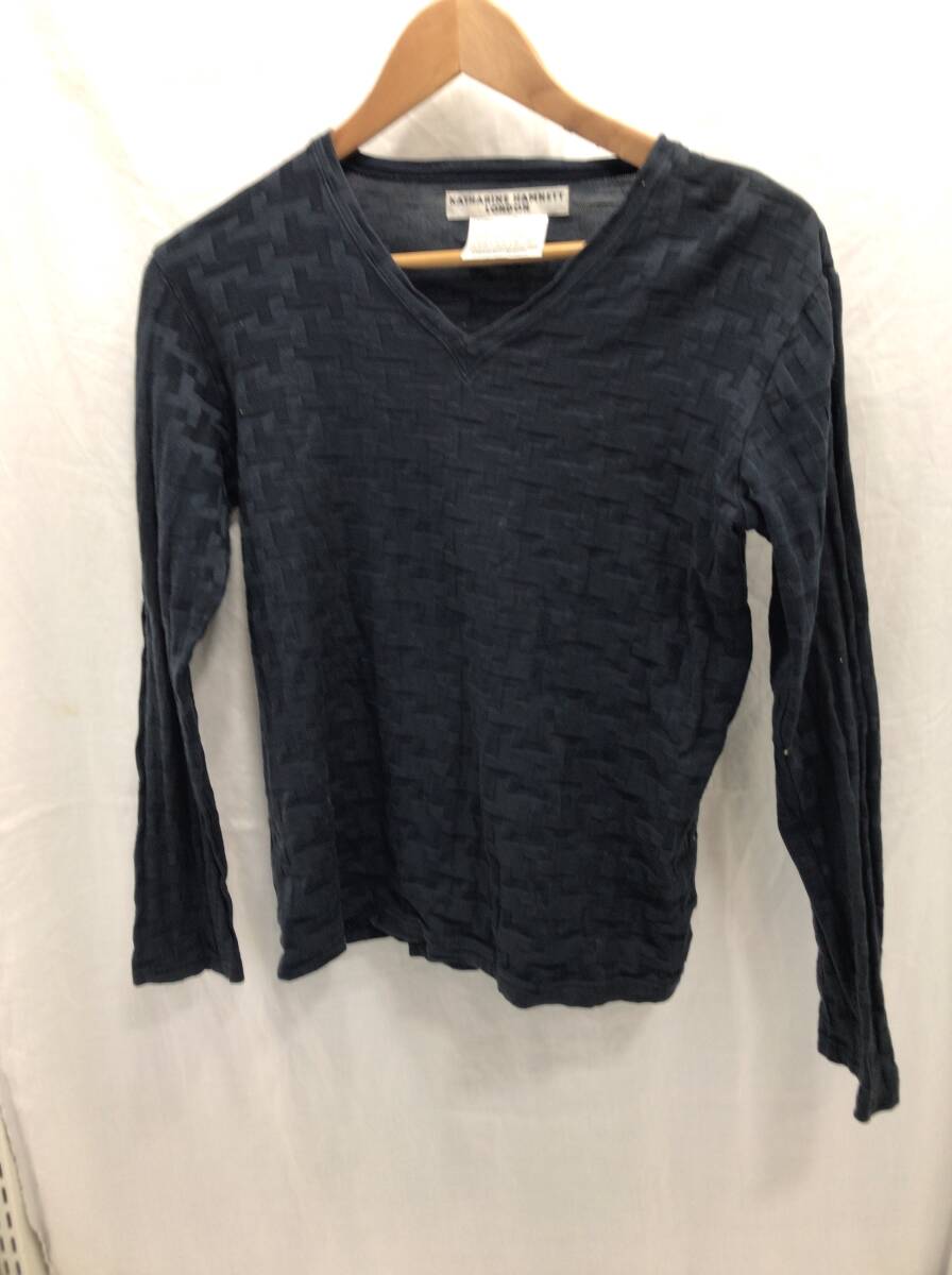 KATHARINE HAMNETT LONDON 長袖 Tシャツ ネイビー Mサイズ メンズ キャサリン ハムネット B8拍卖