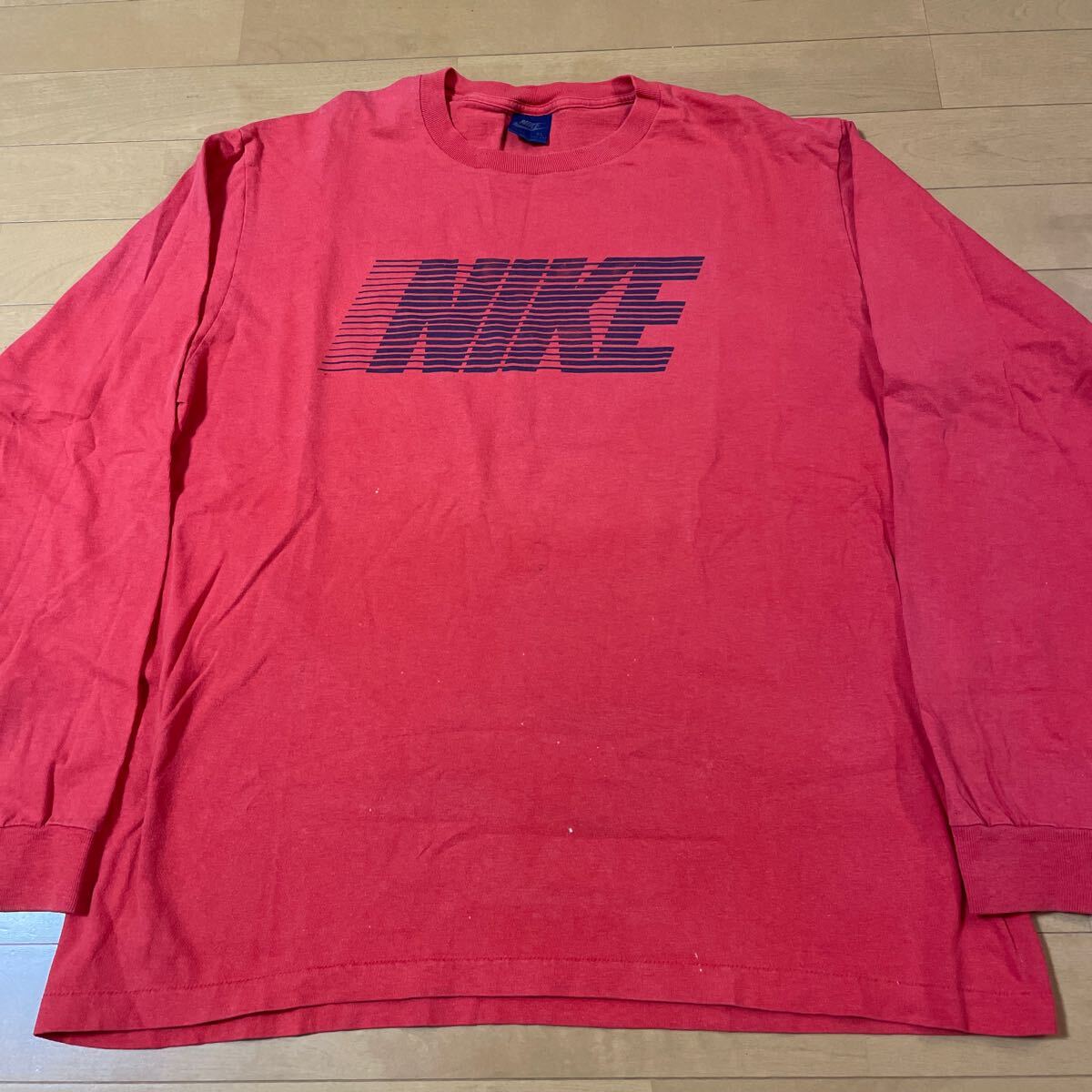 XL 80s NIKE コットン100% Tシャツ スウッシュ ロンT USA製 ビンテージ 紺タグ ナイキ 長袖Tシャツ拍卖