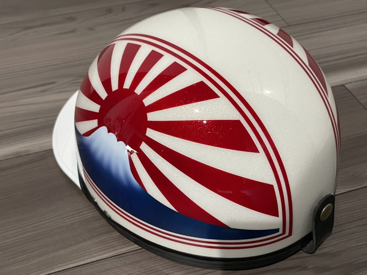 白ラメ 富士日章 コルク半 ヘルメット 旧車會 暴走族 軽スロ 三段シート ロケットカウル アルフィン拍卖