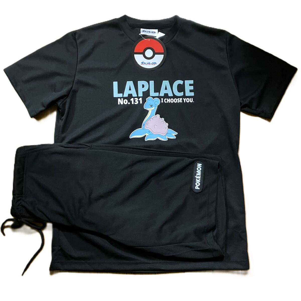 新品 タグ付き ポケモン ラプラス パジャマ ルームウェア 上下セット メンズL 黒色拍卖
