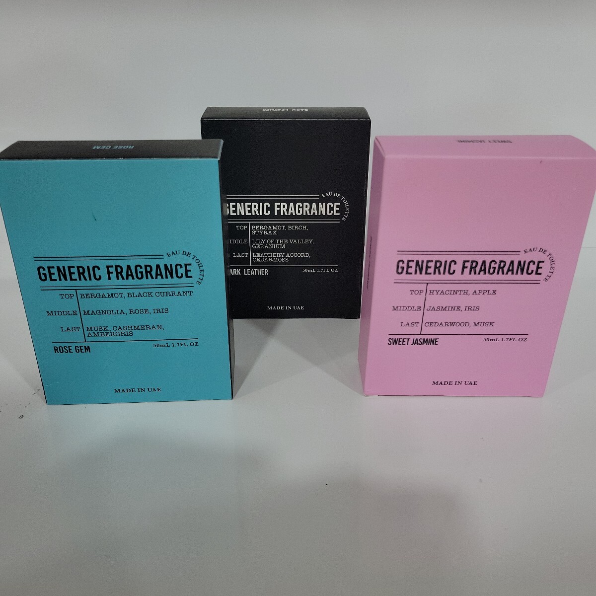№9134 未開封 ジェネリックフレグランス ロースジェム/スウィートジャスミン/ダークレザー オードトワレ 3種拍卖