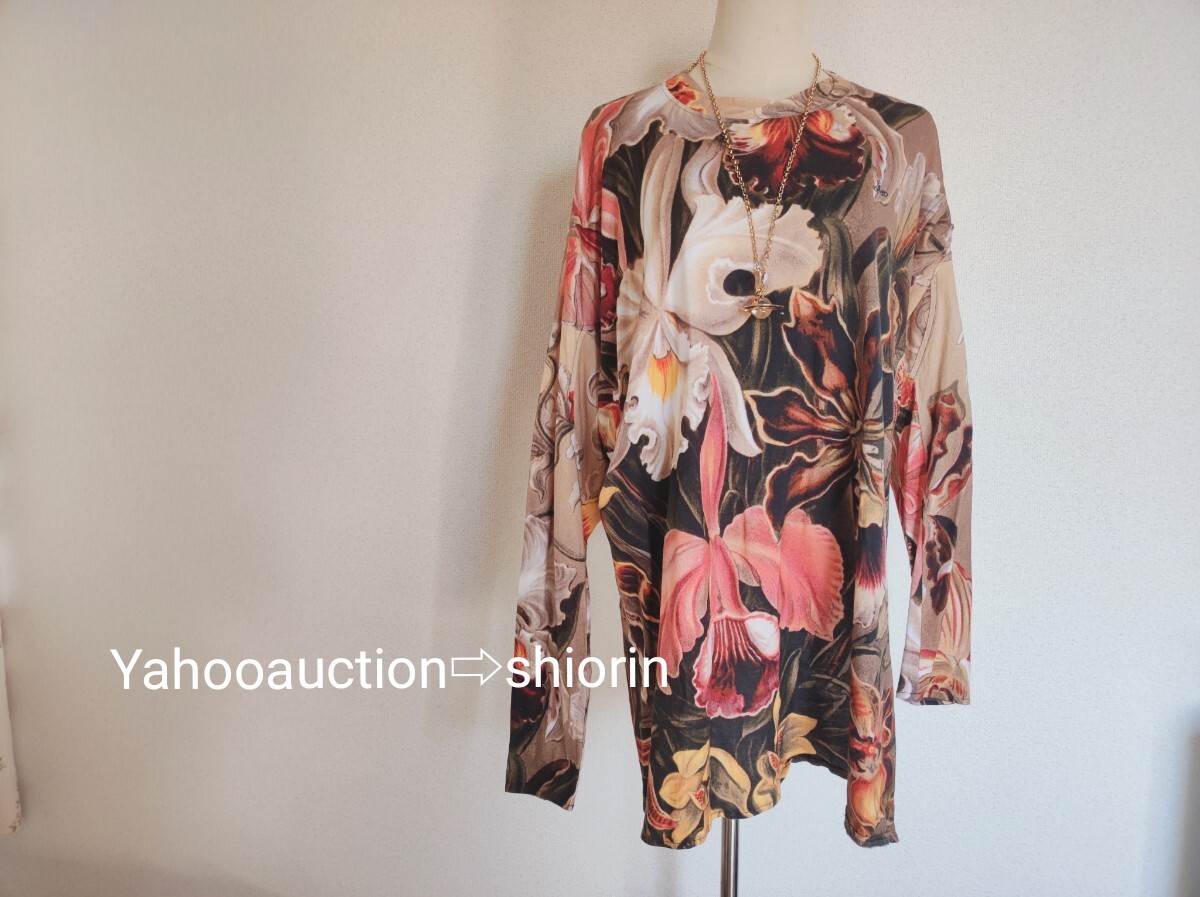 ヴィヴィアンウエストウッド マン ボタニカル柄 変形スクイグル型 カットソー VivienneWestwoodMAN 46 花柄 長袖 シャツ拍卖