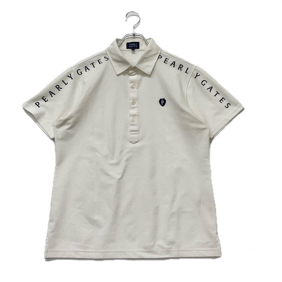 coco 中古【値下げ】 パーリーゲイツ PEARLY GATES メンズ 半袖ポロシャツ 5(L) ホワイト ストレッチ 軽量 ネコポス発送可 K020291拍卖