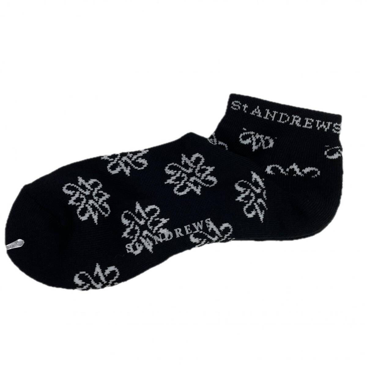 coco 未使用品 セントアンドリュース StANDREWS メンズ アンクルソックス 黒 ブラック ケルトモチーフ柄 ネコパケ発送可 K020596拍卖