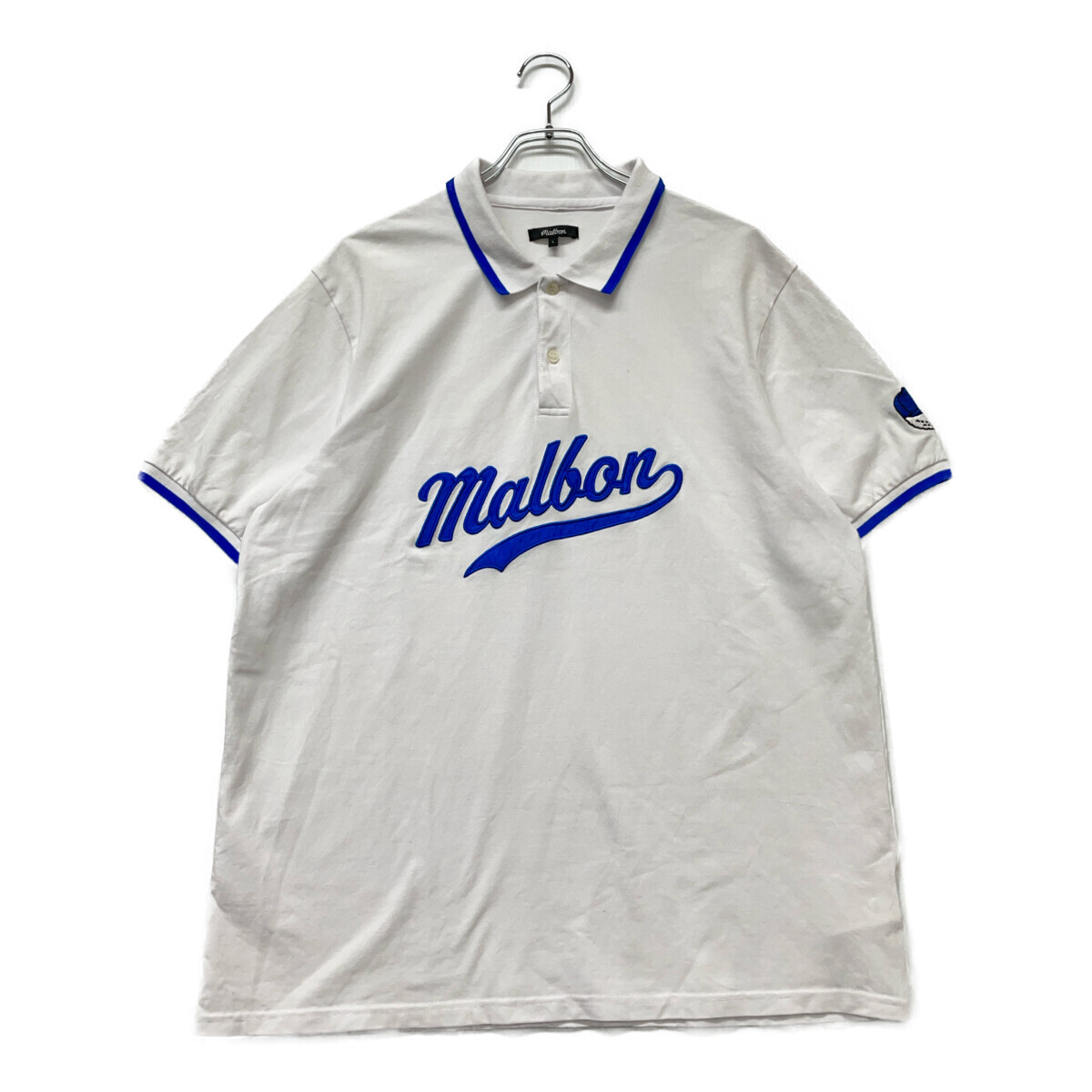 coco 中古 マルボンゴルフ MALBON GOLF メンズ 半袖ポロシャツ L 白 ホワイト シンプル レターパックプラス発送可 121444拍卖