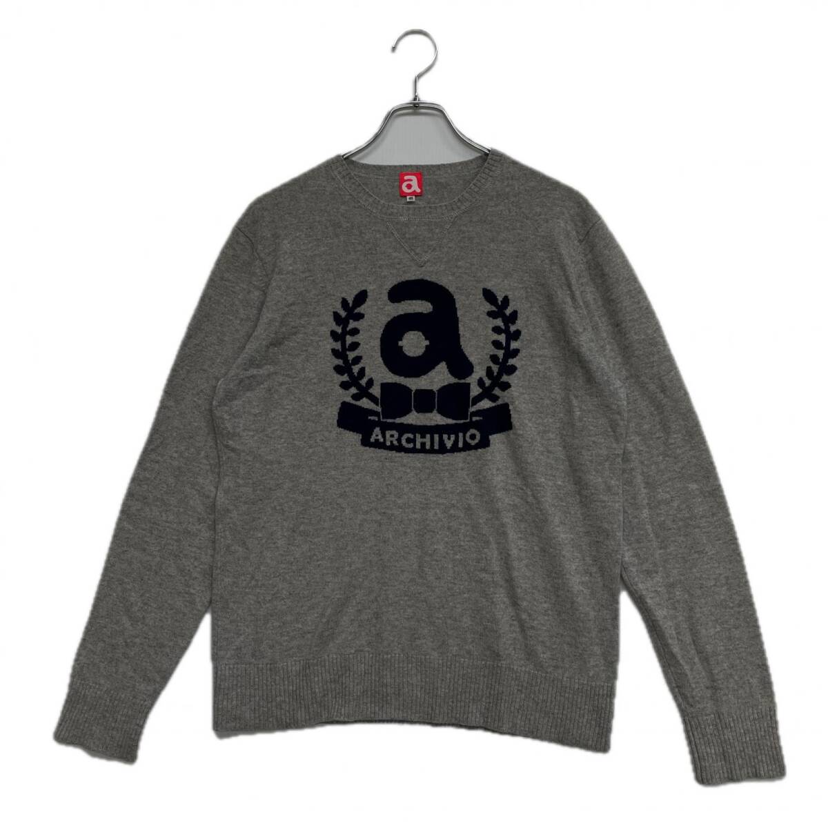 coco 中古 アルチビオ archivio メンズ セーター 48(L) グレー クルーネック カシミヤ100% ニット レターパックプラス発送可 120857拍卖
