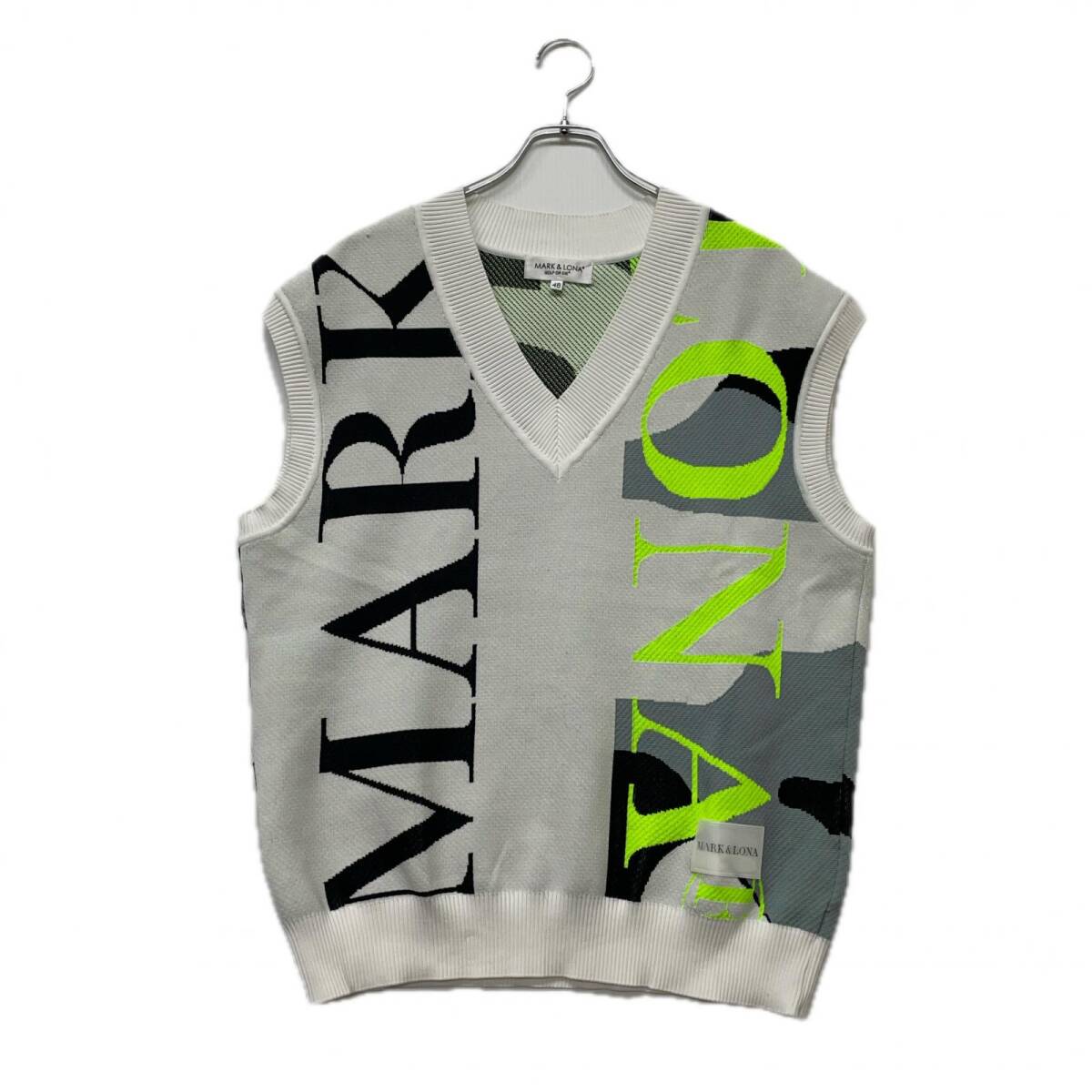 coco 中古 マークアンドロナ MARK&LONA メンズ ベスト 48(L) 白系 ホワイト Vネックニット カモフラ柄 レターパックプラス発送可 120910拍卖
