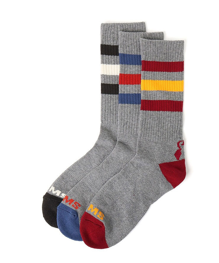<Mサイズ><グレー>チャムス ソックス 靴下 CHUMS 3Pブービーミディアムソックス 3P Booby Medium Socks CH06-1129 3足セット拍卖