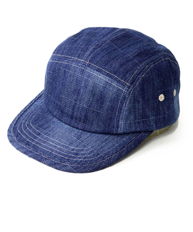<ネイビー>Regnuu ウォッシュデニム ジェットキャップ 帽子 メンズ レディース デニム パッチワーク拍卖
