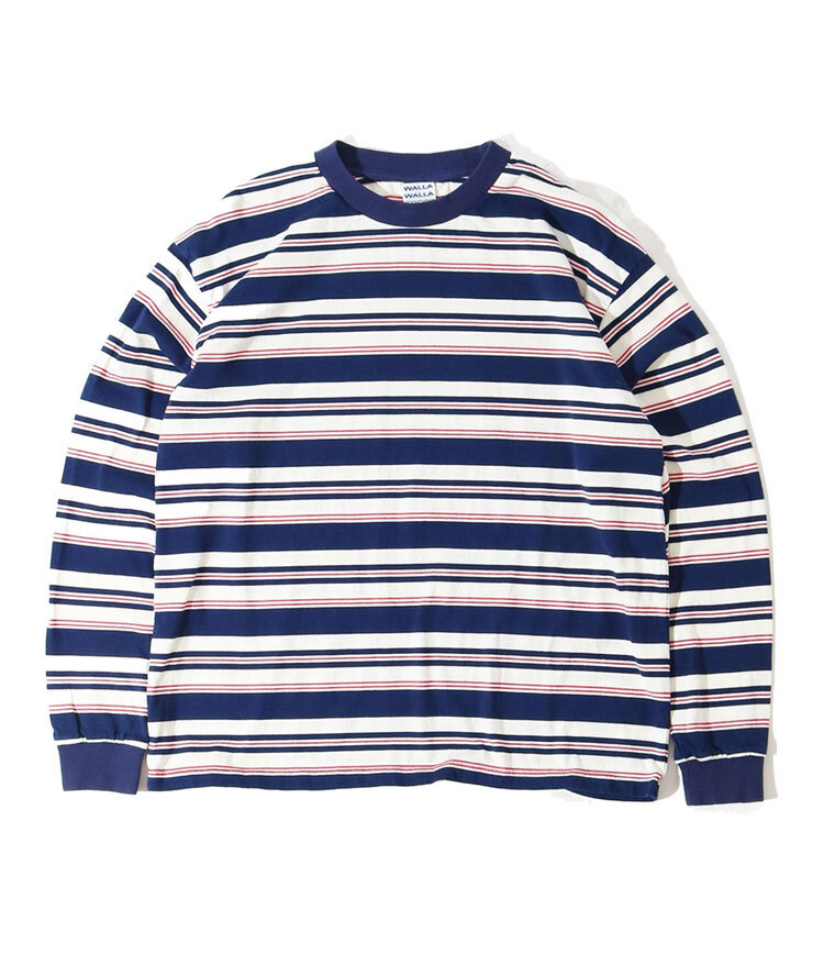 <Mサイズ><ネイビー/アイボリー>WALLA WALLA SPORT ワラワラスポーツ ロングスリーブストライプTee拍卖